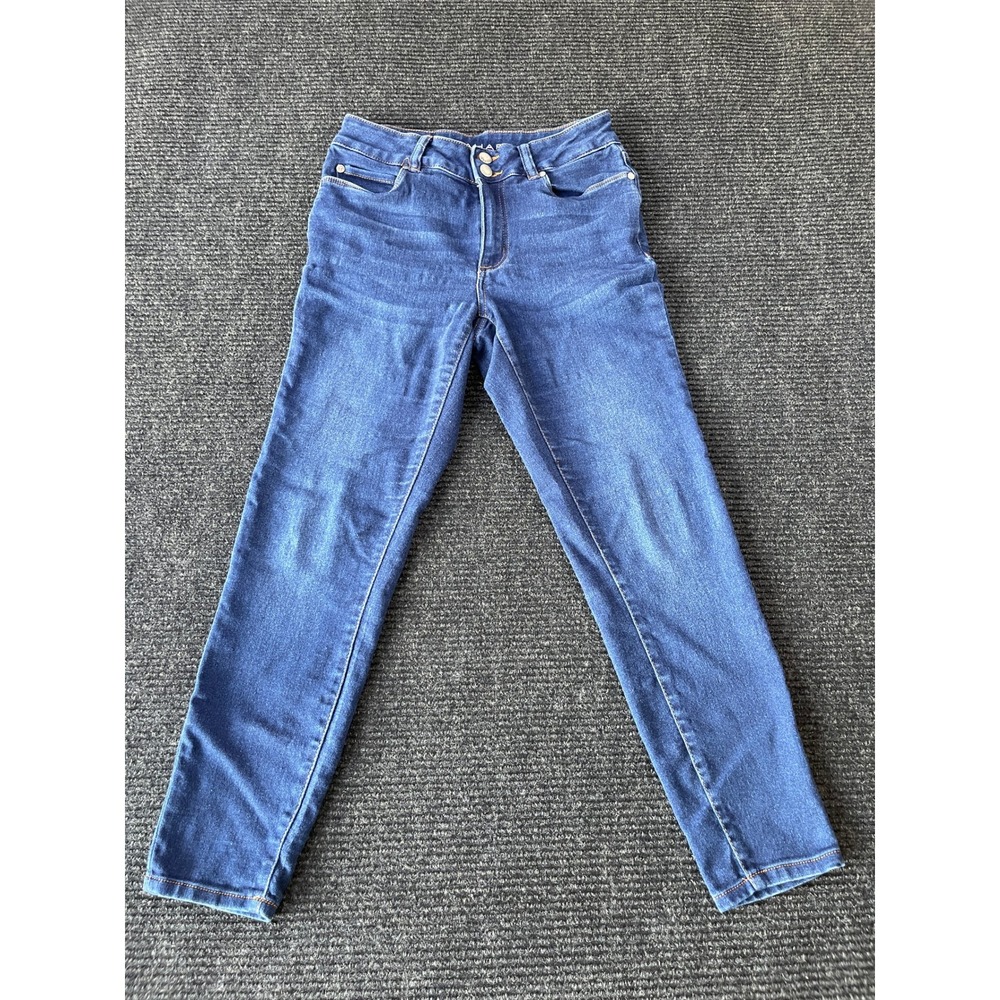 Tahari Womens Skinny Jeans Size 4/27 Medium Wash Stretch Double Button Denim